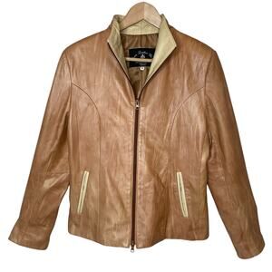 Denis Leather Works Women’s Tan Leather Jacket Soft Made in Italy size 42 / US 6